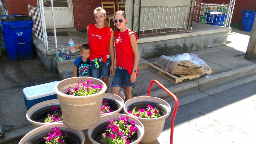 Parents with flowers